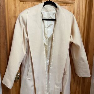 Women’s Coat Elegant Cream color wool blend mid length Coat